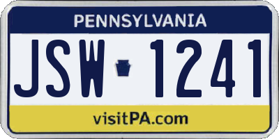 PA license plate JSW1241