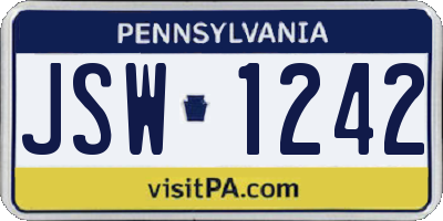 PA license plate JSW1242