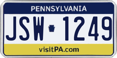 PA license plate JSW1249