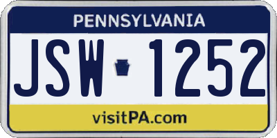 PA license plate JSW1252