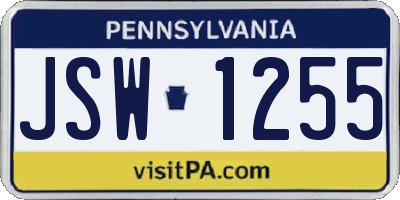 PA license plate JSW1255