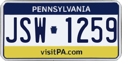 PA license plate JSW1259