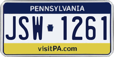 PA license plate JSW1261