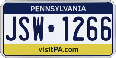 PA license plate JSW1266