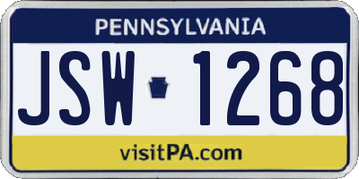 PA license plate JSW1268
