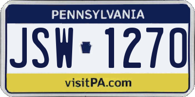 PA license plate JSW1270