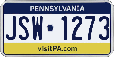PA license plate JSW1273