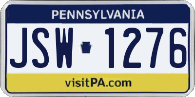 PA license plate JSW1276