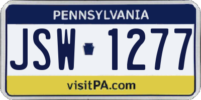 PA license plate JSW1277