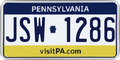 PA license plate JSW1286