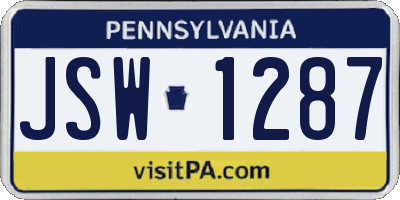 PA license plate JSW1287