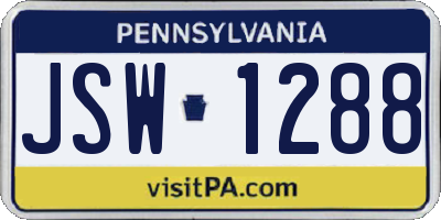 PA license plate JSW1288