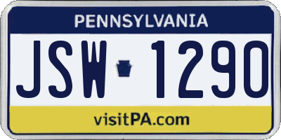 PA license plate JSW1290