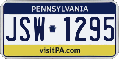 PA license plate JSW1295