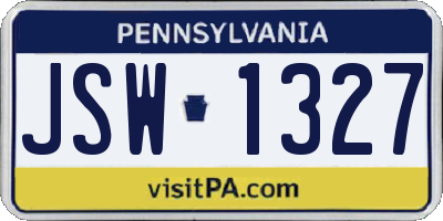 PA license plate JSW1327