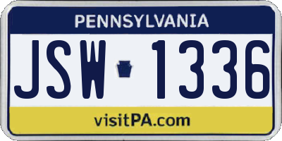 PA license plate JSW1336