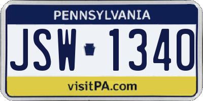 PA license plate JSW1340