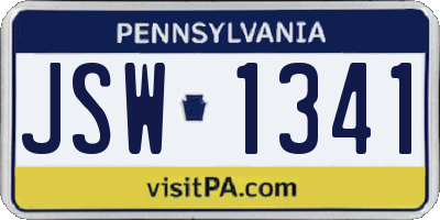 PA license plate JSW1341