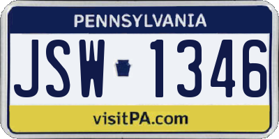 PA license plate JSW1346