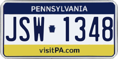 PA license plate JSW1348