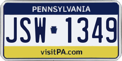 PA license plate JSW1349