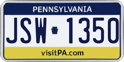 PA license plate JSW1350