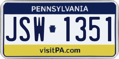 PA license plate JSW1351