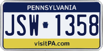 PA license plate JSW1358