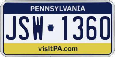 PA license plate JSW1360