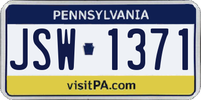 PA license plate JSW1371