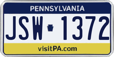PA license plate JSW1372