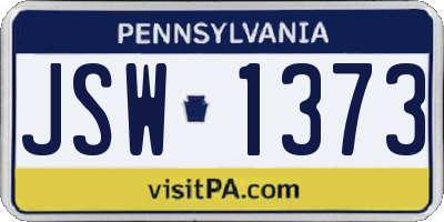PA license plate JSW1373