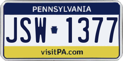 PA license plate JSW1377