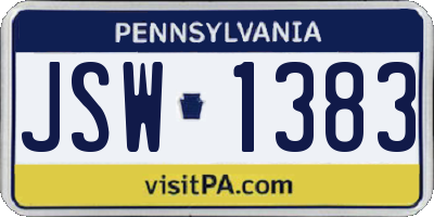 PA license plate JSW1383