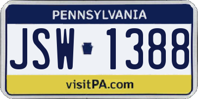 PA license plate JSW1388
