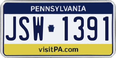 PA license plate JSW1391