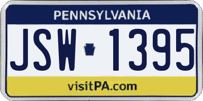 PA license plate JSW1395