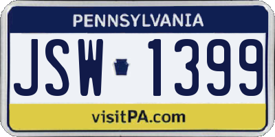 PA license plate JSW1399
