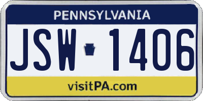 PA license plate JSW1406