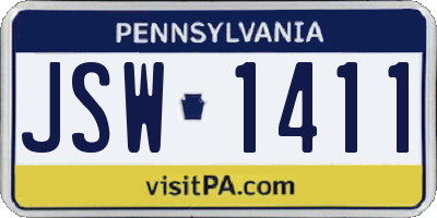 PA license plate JSW1411