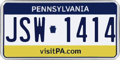 PA license plate JSW1414