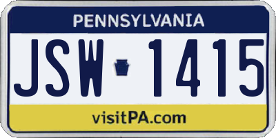 PA license plate JSW1415