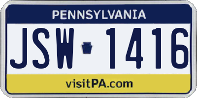 PA license plate JSW1416