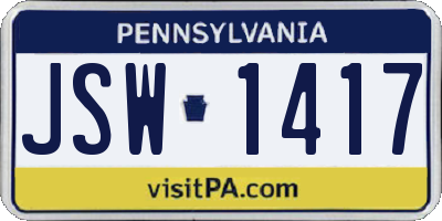 PA license plate JSW1417