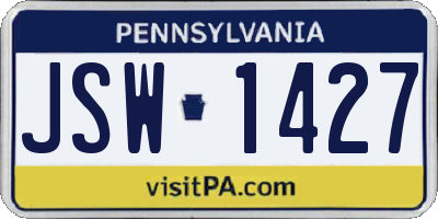 PA license plate JSW1427