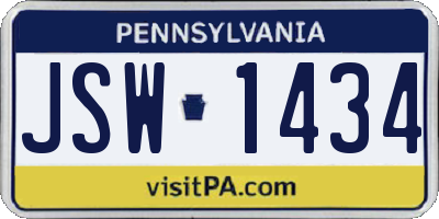 PA license plate JSW1434