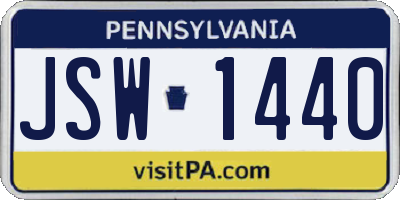 PA license plate JSW1440