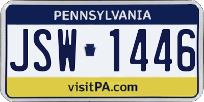 PA license plate JSW1446