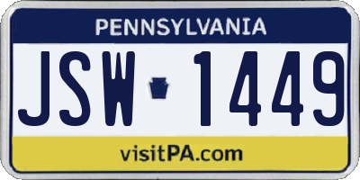 PA license plate JSW1449