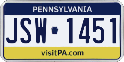 PA license plate JSW1451
